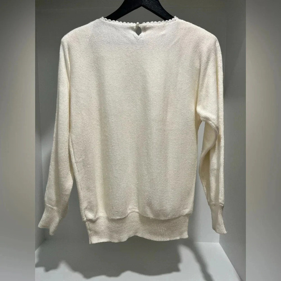 Vintage • Jaclyn Smith ivory Beaded Embroidered Sweater womens size small - Picture 6 of 11